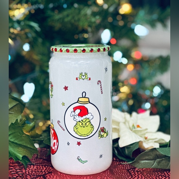 16oz Christmas Glitter Glass Cup - Picture 4 of 6